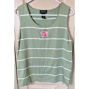 Lauren Ralph Lauren Women’s XL Green Striped Floral Tank Top